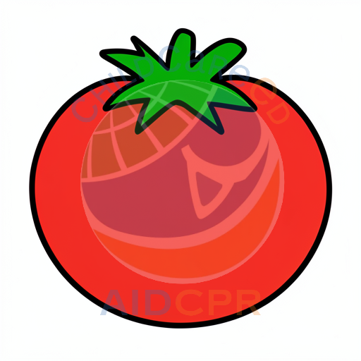 Red tomato with green stem