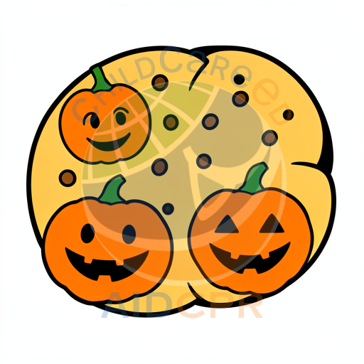 Three smiling pumpkins on a cookie