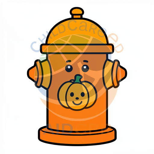 Happy Fire Hydrant with Pumpkin Face