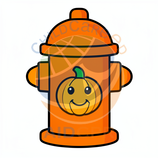 Orange Fire Hydrant with Pumpkin Face