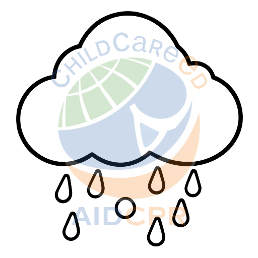 Blue cloud raining down on ground coloring page