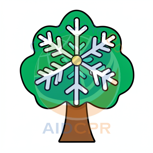 Green tree displaying a snowflake pattern