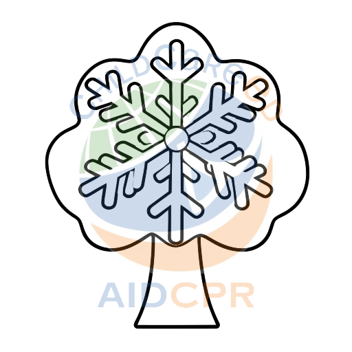 Green tree displaying a snowflake pattern coloring page