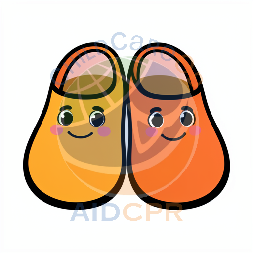 Two smiling orange and yellow clogs