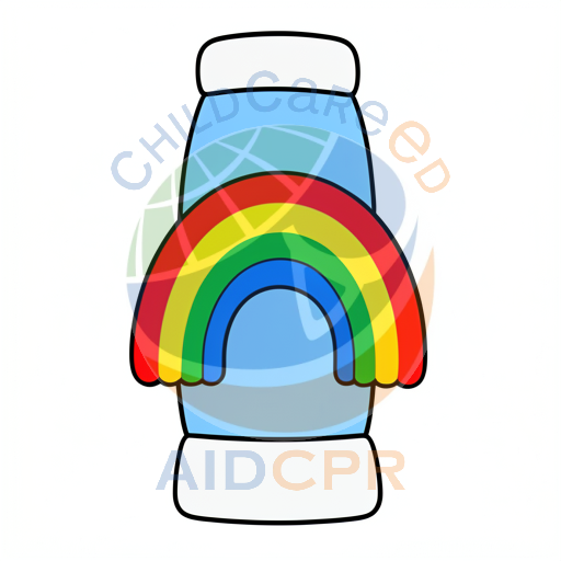 Rainbow inside a blue bottle