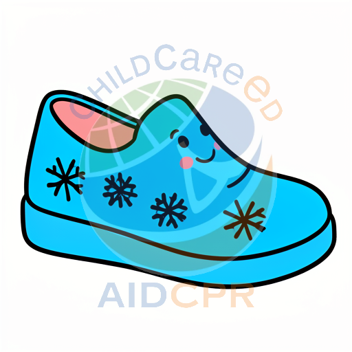 Blue shoe with snowflake pattern smiling