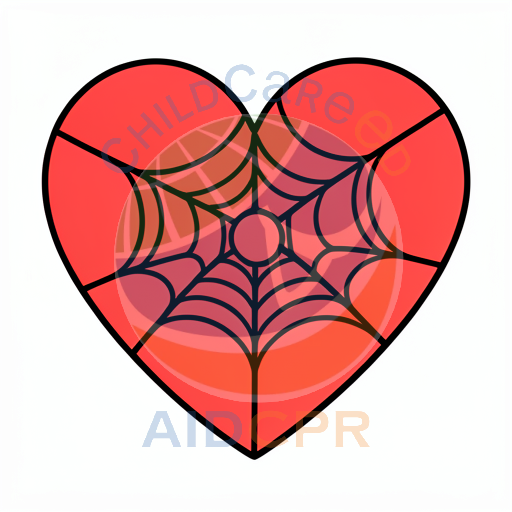Red heart with black spider web pattern