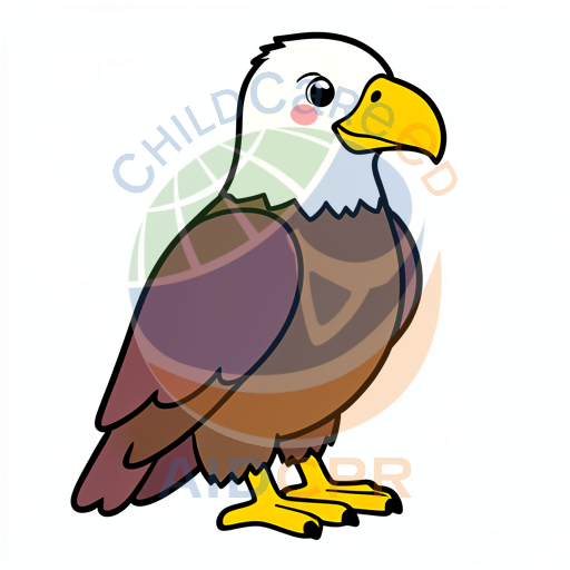 Bald eagle standing with yellow beak
