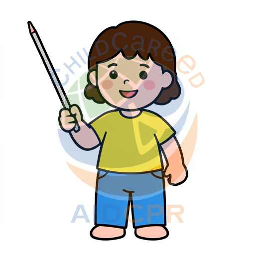 Child holding pencil while smiling