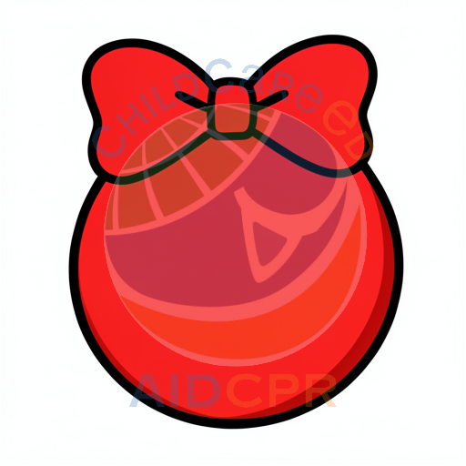 Bright red bow on a circular shape