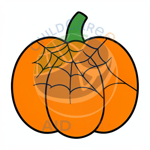 Happy Halloween pumpkin with web pattern