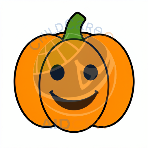 Friendly jack-o'-lantern with green stem