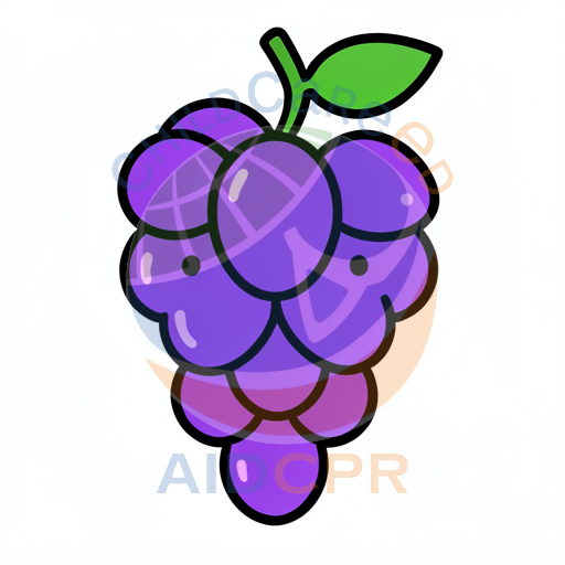 Purple grape cluster with green leaf