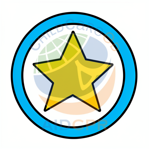Yellow star inside blue circle
