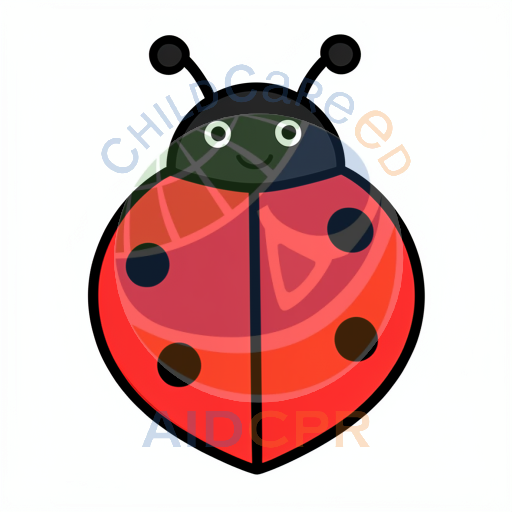 Cute ladybug with smiling face and red shell