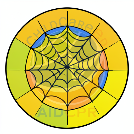 Spider web pattern in colorful circle
