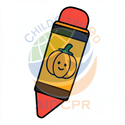 Orange crayon drawing a smiling face