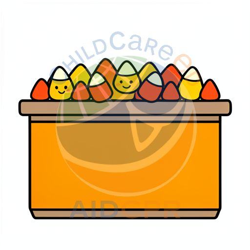Candy corns smiling from a box