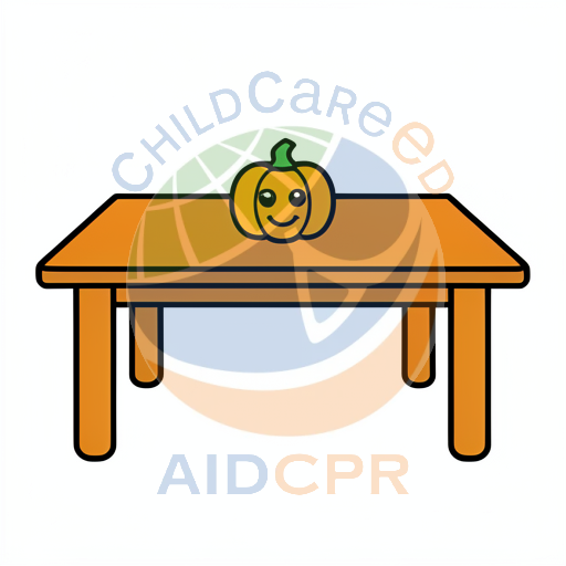 Smiling orange pumpkin on a table