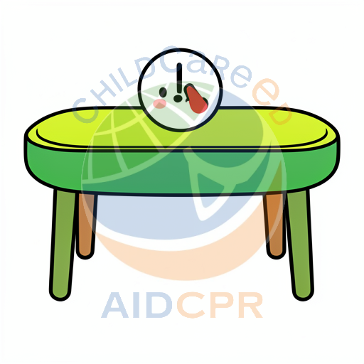 Round green table with surprised face clock