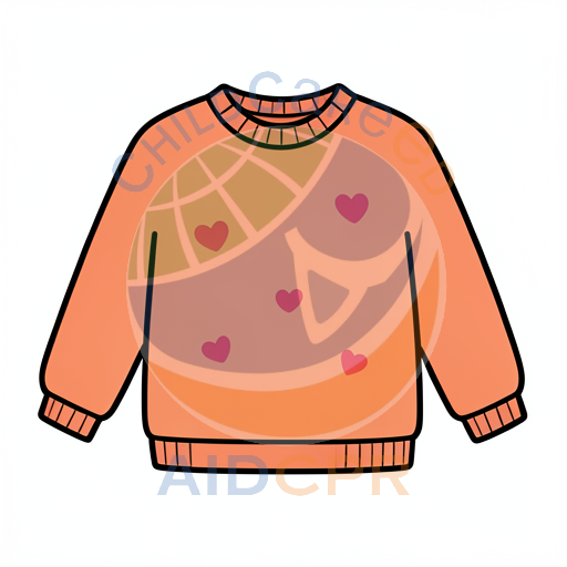 Orange sweater with red hearts pattern