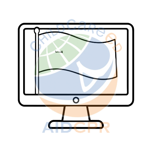 Computer screen displaying a waving flag coloring page