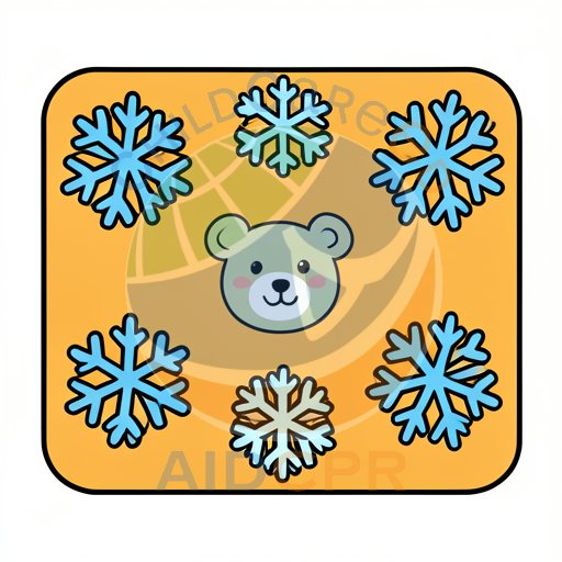 Cute bear surrounded by snowflakes