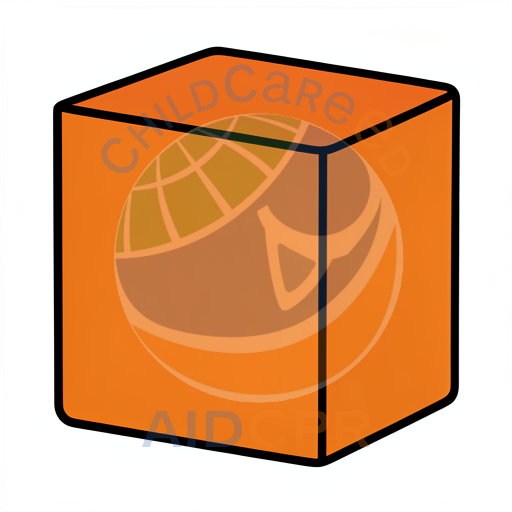 Orange cube standing upright on surface