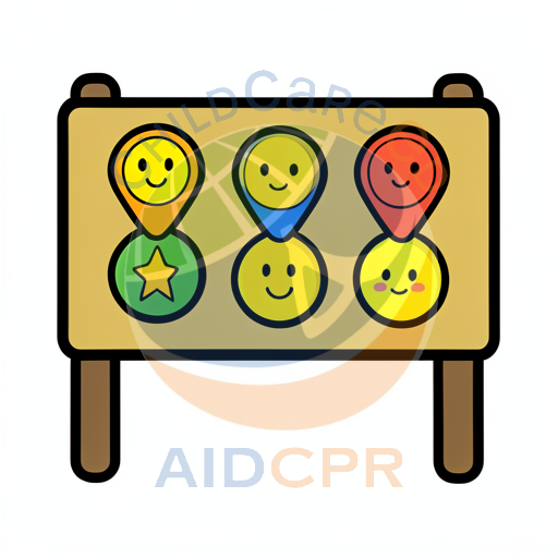 Three smiling faces on a traffic light