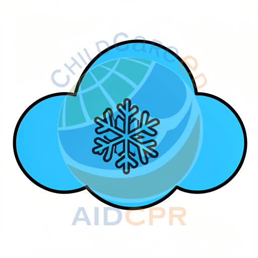 Blue snowflake inside fluffy cloud