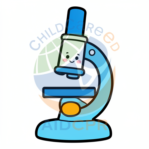 Cute blue microscope with smiling face