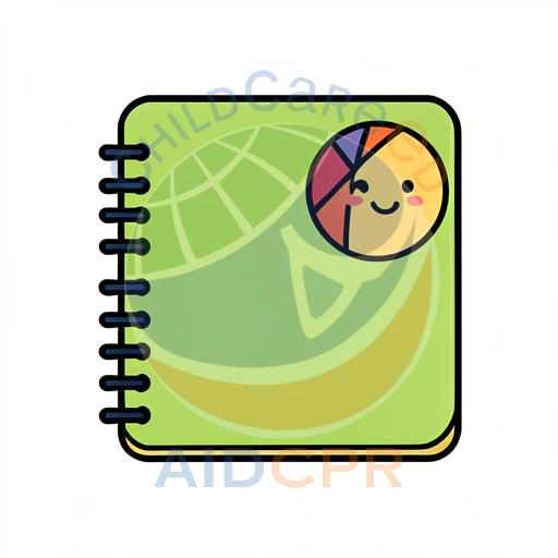 Happy pie chart smiling on green notebook silhouette - ChildCareEd