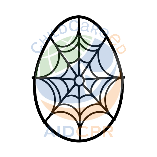 Green egg with spiderweb pattern coloring page