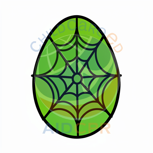 Green egg with spiderweb pattern