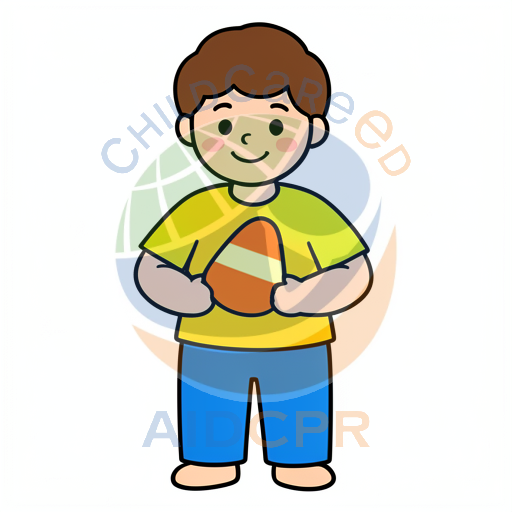 Boy holding candy corn smiling