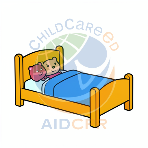 Bear sleeping with teddy bear in bed