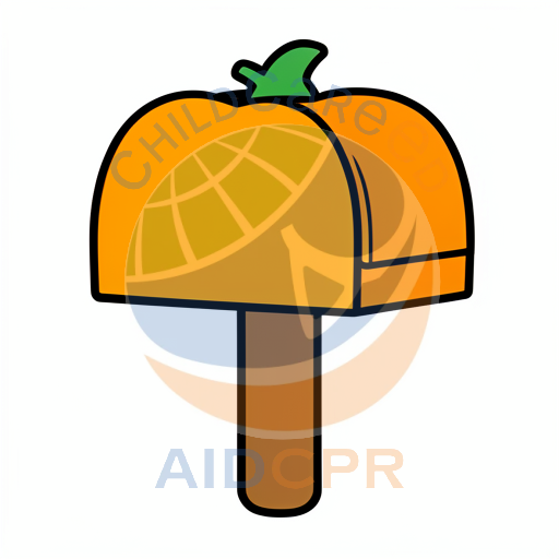 Pumpkin-shaped mailbox on brown post