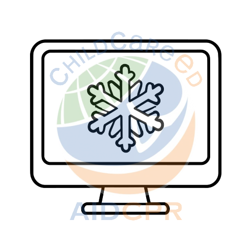 Computer screen showing snowflake design coloring page