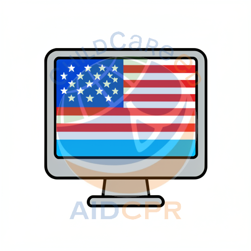 Computer screen showing American flag