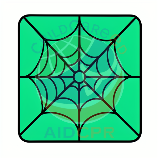 Spider web pattern in green square