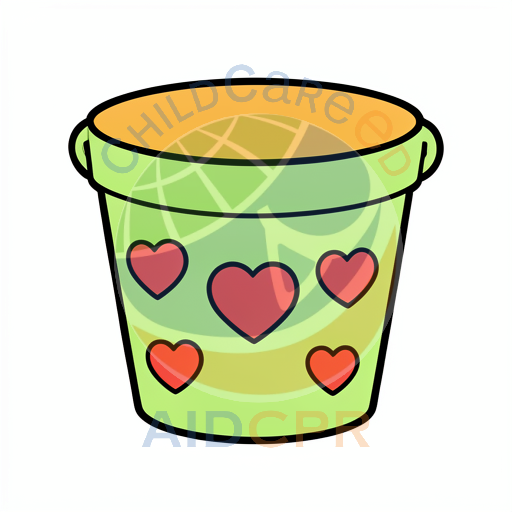 Green cup with red hearts pattern