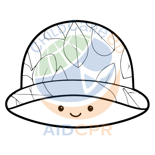 Happy leaf-patterned hat with smiling face coloring page