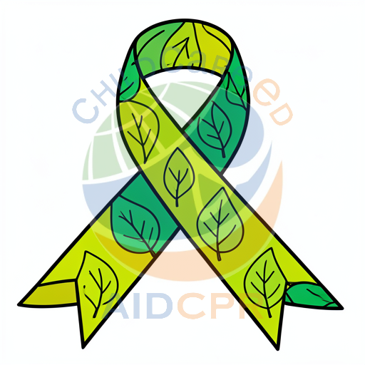Green ribbon with leaf patterns