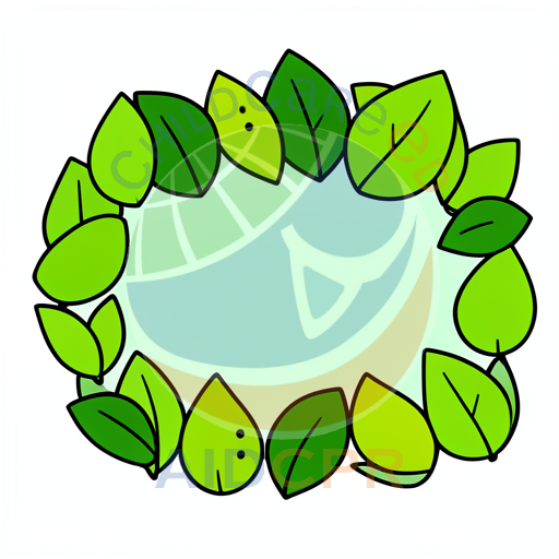 Green leaf circle frame for kids