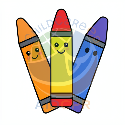 Three smiling crayons standing together