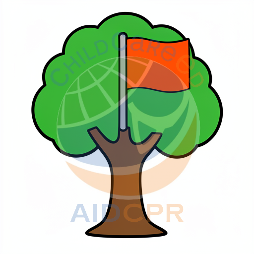 Tree with orange flag waving