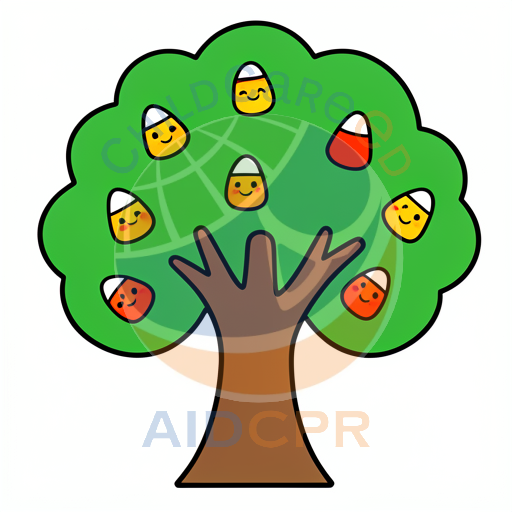 Happy candy corn tree with smiling faces