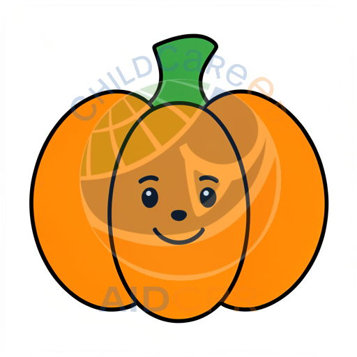 Friendly pumpkin character with round cheeks