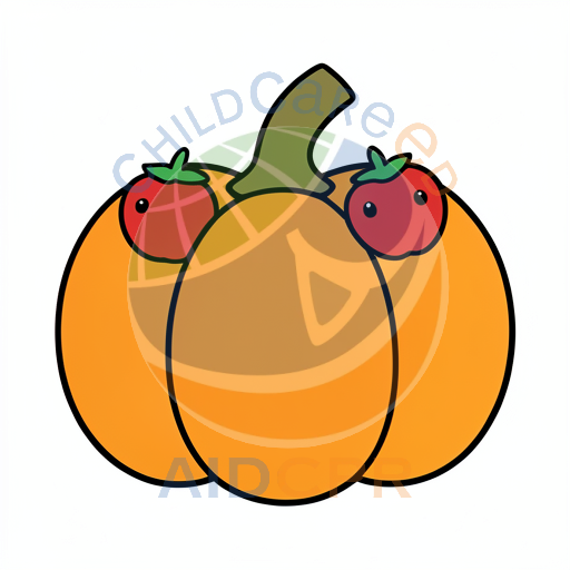 Three smiling pumpkins with green stems