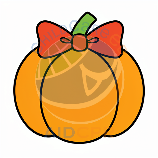 Orange pumpkin with red bow